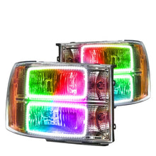Load image into Gallery viewer, Oracle LED Headlight Halo Rings GMC Sierra (2007-2013) RGB Square or Round Style - Square Style / ColorSHIFT w/o Controller Alternate Image