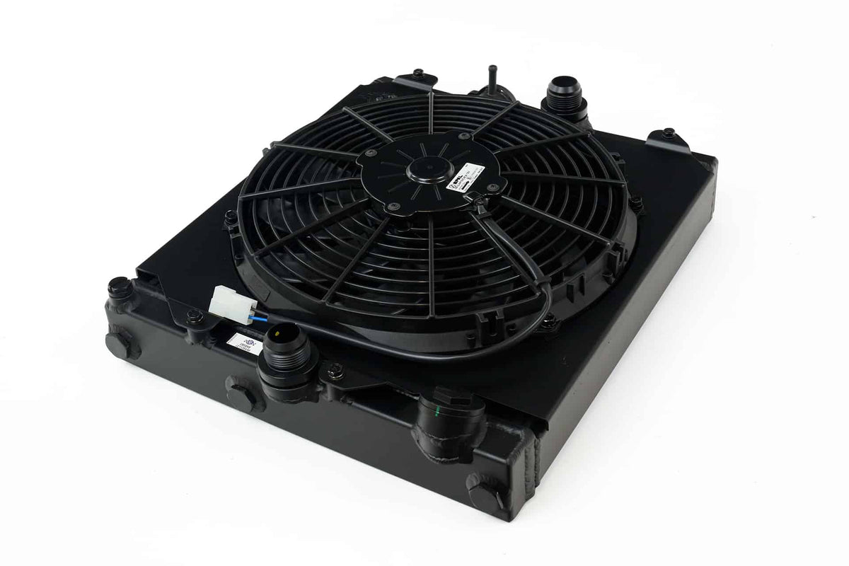 CSF Universal Half Radiator with 12 high-performance SPAL Fan Polished
