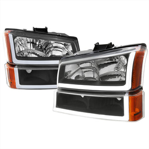 Spec-D Headlights Chevy Silverado (03-07) Avalanche (02-06) w/ Dual LED DRL Bars