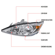 Load image into Gallery viewer, 99.95 Spec-D OEM Replacement Headlights Toyota Camry (2002-2003-2004) Black / Chrome - Redline360 Alternate Image