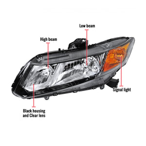 189.95 Spec-D OEM Replacement Headlights Honda Civic (12-15) Black or Chrome - Redline360