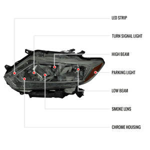 Spec-D Headlights Nissan Rogue (2014-2016) w/ LED DRL Bar