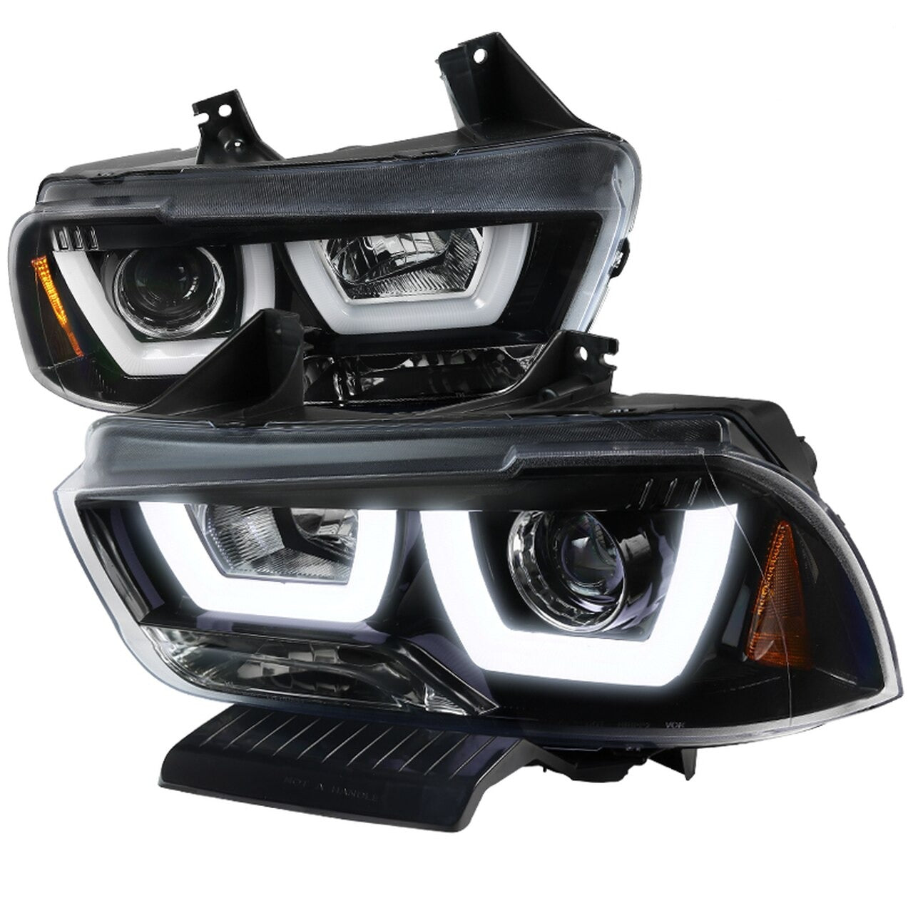 Spec-D Projector Headlights Dodge Charger (2011-2014) LED U-Bar - Black or  Chrome