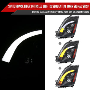 Spec-D Projector Headlights Cadillac CTS (2008-2014) Sequential Switchback LED DRL - Black / Chrome / Smoked