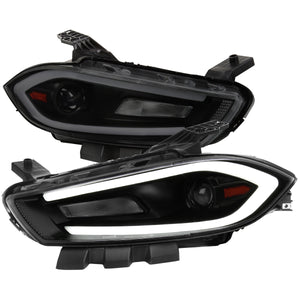 Spec-D Projector Headlights Dodge Dart (13-16) w/ Optional LED Bar - Black / Chrome / Smoked