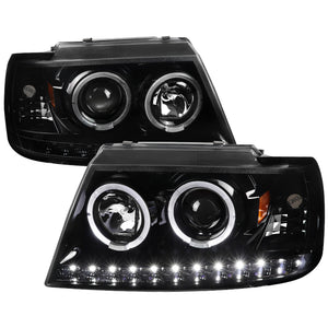 229.95 Spec-D Projector Headlights Ford Explorer (2002-2005) Dual Halo w/ LED - Black / Smoke / Chrome - Redline360