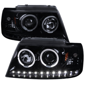 229.95 Spec-D Projector Headlights Ford Explorer (2002-2005) Dual Halo w/ LED - Black / Smoke / Chrome - Redline360