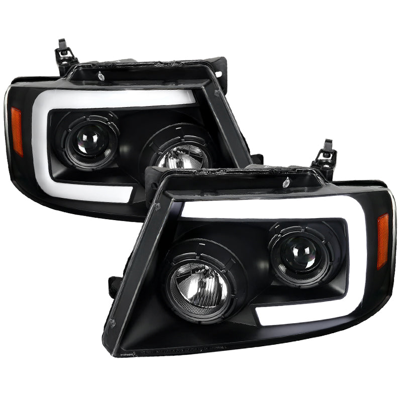 Spec-D Projector Headlights Ford F150 (04-08) Sequential LED Bar - Black /  Smoke Tint / Chrome