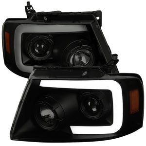 289.95 Spec-D Projector Headlights Ford F150 (04-08) Sequential LED Bar - Black / Smoke Tint / Chrome - Redline360