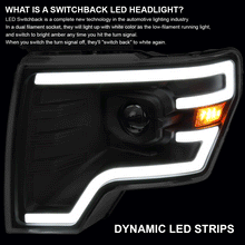 Load image into Gallery viewer, Spec-D Projector Headlights Ford F150 (09-14) Sequential Switchback LED Bar - Black / Chrome - Black w/ Clear Lens Alternate Image