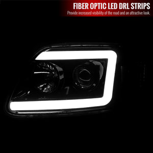 254.95 Spec-D Projector Headlights Ford F150 (1997-2003) DRL LED C-Bar - Black / Chrome - Redline360