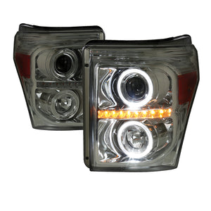 239.95 Spec-D Projector Headlights Ford F250 F350 (2011-2016) Dual LED Halo Black / Tinted / Clear - Redline360