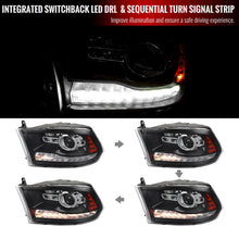 Load image into Gallery viewer, 299.95 Spec-D Projector Headlights Dodge Ram (09-18) Sequential Switchback - Black / Chrome / Smoked - Redline360 Alternate Image