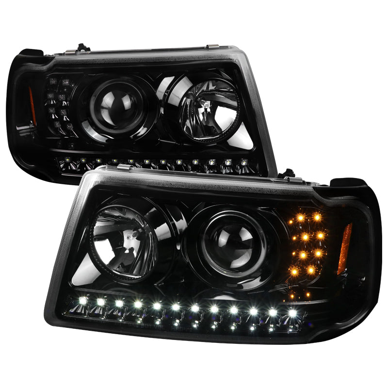 214.99 Spec-D Projector Headlights Ford Ranger (2001-2011) w/ LED DRL Strip - Black / Clear / Smoke - Redline360