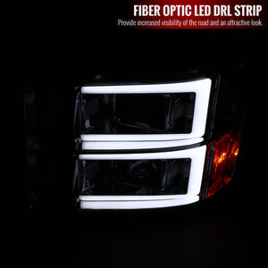 229.95 Spec-D Projector Headlights GMC Sierra (2007-2013) LED C Light Bar - Black / Chrome - Redline360