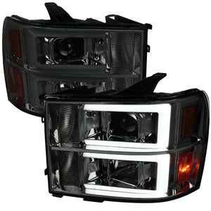 229.95 Spec-D Projector Headlights Chevy Silverado (07-13) LED C-Bar DRL - Black / Chrome - Redline360
