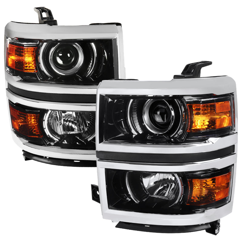 Spec-D Projector Headlights Chevy Silverado 1500 (2014-2015) Amber Cor ...