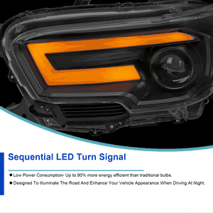 349.95 Spec-D Projector Headlights Toyota Tacoma (2016-2021) Switchback Sequential LED DRL - Black / Chrome / Smoked - Redline360