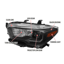 Load image into Gallery viewer, Spec-D Projector Headlights Toyota Tacoma 3rd Gen (2016-2023) Black or Chrome w/ LED - Black / w/ OEM LED Alternate Image