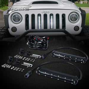 143.99 Xprite CREE LED Grille Light Kit Jeep Wrangler JK [8" Single Row] (07-18) GRL-JK-G2-KIT-W - Redline360