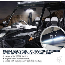 Load image into Gallery viewer, Xprite Curved UTV Rear View Mirror w/ Integrated LED Lights &amp; Switch for 1.75"-2" Rollbars - UTV-CM-G11 - 9 Inch Alternate Image