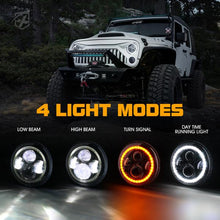 Load image into Gallery viewer, Xprite LED Headlights AM General Hummer (92-01) Land Rover Defender 90/110 7" 90W G2 w/ Halo - Blue / Green / Red / White - Blue Alternate Image