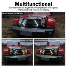 Load image into Gallery viewer, Xprite Grille Jeep Wrangler JK/JKU (2007-2018) Angry Grille Vader Series w/ Turn Signal &amp; LED Lights - Default Title Alternate Image