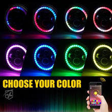 Load image into Gallery viewer, 188.99 Xprite LED Headlights Jeep Wrangler JK (97-18) 7" 90W Exhibit Series CREE LED w/ RGB Chasing Halo - Redline360 Alternate Image