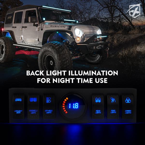 Xprite G3 6 Rocker Switch Panel With Digital Voltmeter Jeep Wrangler J