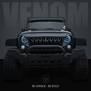 143.99 Xprite Venom Grill Jeep Wrangler JK (2007-2018) Black ABS Plastic - Redline360