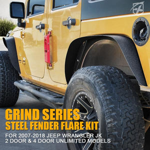149.99 Xprite Steel Fender Flare Kit Jeep Wrangler JK (2007-2018) Grind Series - ZS-0120-JK-G1 - Redline360