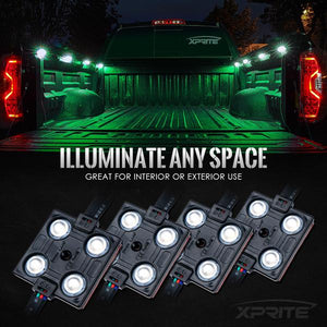 44.99 Xprite 8 RGB LED Light Pod Set w/ Remote Control - DL-L4-RC-RGB - Redline360