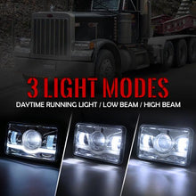 Load image into Gallery viewer, Xprite 6100 Evolution 4x6" CREE LED Headlight with Sunrise Type DRL - 1pc / 2pc / 4pc - 1pc Alternate Image