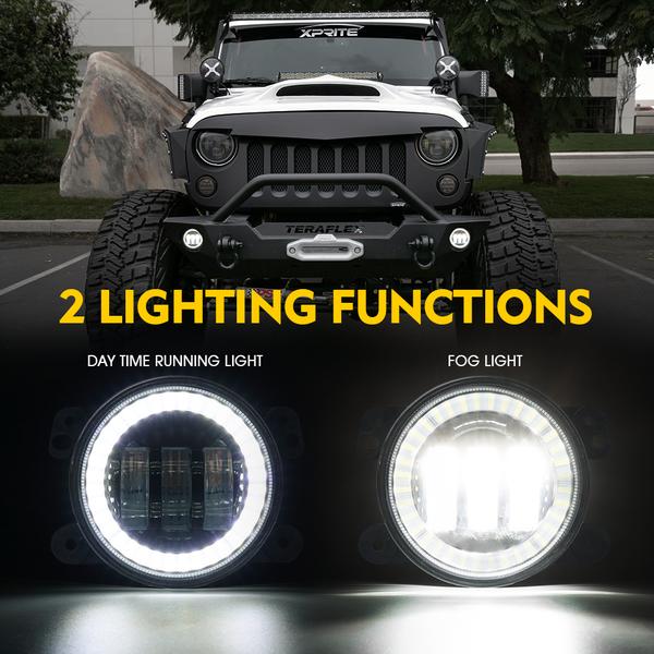 Xprite Fog Lights Jeep Wrangler JK JL (07-23) Gladiator JT (19-23) 4 ...