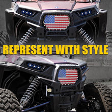 Load image into Gallery viewer, Xprite Black Steel Mesh Grille Polaris RZR/900/S/1000 XP (2014-2018) w/ 8" LED Lightbar / w/ Flag - W/ Lightbar Alternate Image