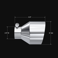 Load image into Gallery viewer, MBRP Exhaust Tip [2.5" ID / 5" OD Out / 6.5" Long / Angle Cut Single Wall] T304 Stainless / Burnt End / Carbon Fiber - T304 Stainless Steel Tip Alternate Image