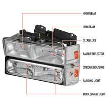 Load image into Gallery viewer, Spec-D OEM Replacement Headlights Chevy Suburban / Tahoe (88-93) [w/ Bumper &amp; Corner Lights Set] Chrome or Black Housing - Chrome Alternate Image