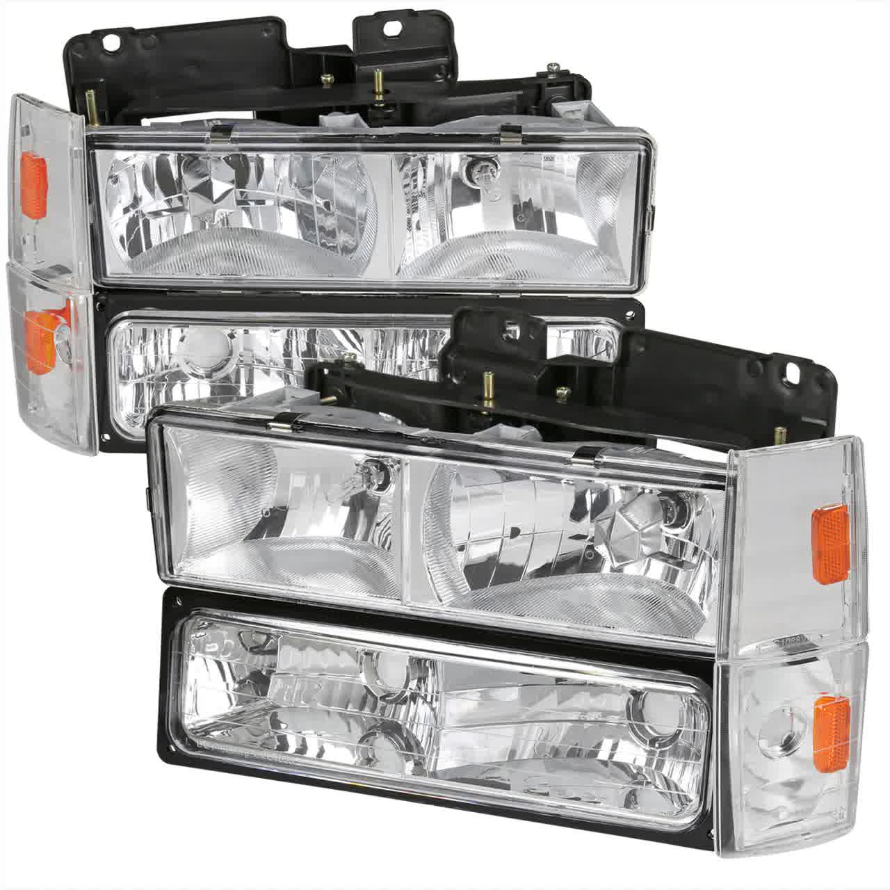 Spec-D OEM Replacement Headlights Chevy Blazer Full Size / Silverado  (88-93) w/ Bumper & Corner Lights - Chrome or Black