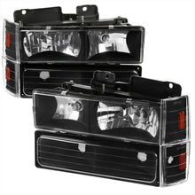 Load image into Gallery viewer, Spec-D OEM Replacement Headlights Chevy Suburban / Tahoe (88-93) [w/ Bumper &amp; Corner Lights Set] Chrome or Black Housing - Chrome Alternate Image