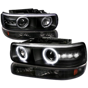 165.00 Spec-D Projector Headlights Silverado (99-02) Tahoe/Suburban (00-06) LED Dual Halo w/ Bumper Lights - Black or Chrome - Redline360