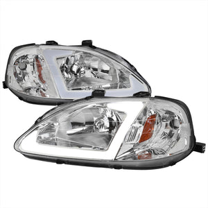Spec-D Headlights Honda Civic EK (99-00) JDM Euro or DRL LED Bar - Black or Chrome