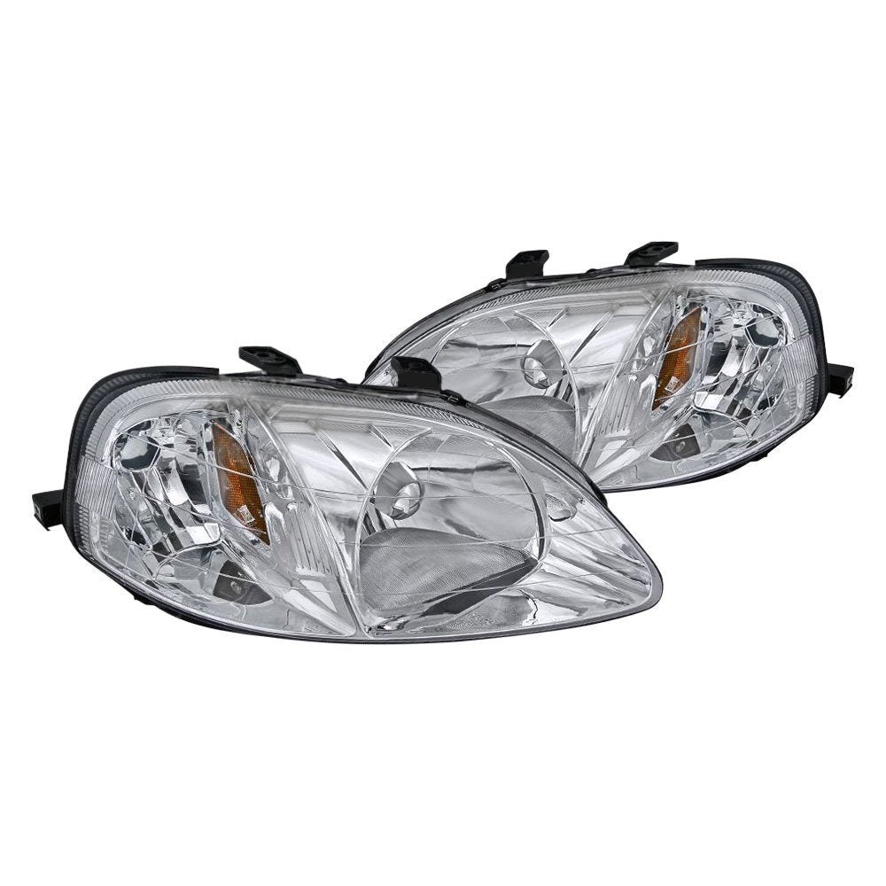 99.95 Spec-D OEM Replacement Headlights Honda Civic EK (99-00) JDM Euro Pair - Black or Chrome - Redline360