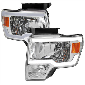 239.95 Spec-D Projector Headlights Ford F150 (09-14) w/ Tube Bar LED - Black / Chrome - Redline360