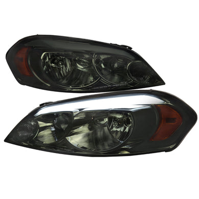 Spec-D Headlights Chevy Monte Carlo (2006-2007) w/ LED Strip - Smoked