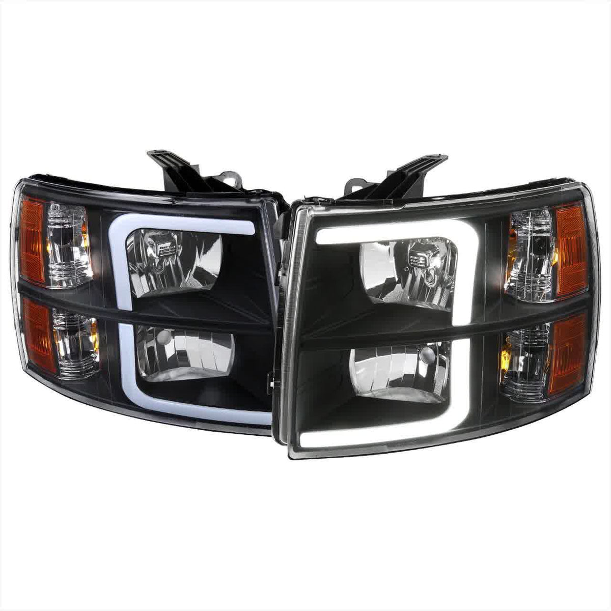 Spec-D Headlights Chevy Silverado (2007-2013) w/ LED Tube - Black or C