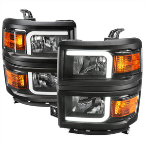 259.95 Spec-D Projector Headlights Chevy Silverado (2014-2015) LED Bar - Black / Chrome - Redline360