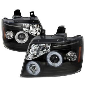 199.95 Spec-D Projector Headlights Chevy Tahoe / Avalanche [Dual Halo LED] (07-13) Black Housing - Redline360