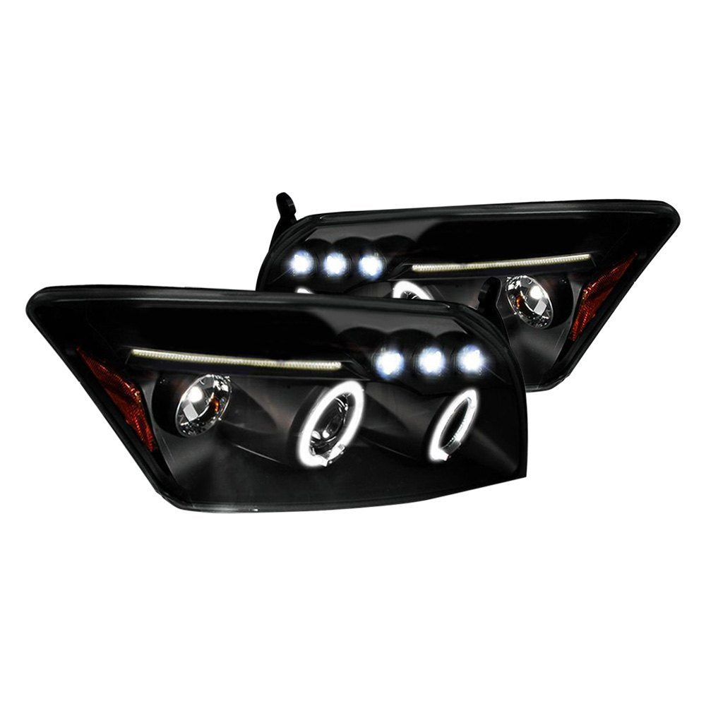 Smoke LED Halo Projector Headlights For 2007-2012 Dodge Caliber – Pair L+R – Maxcomotors