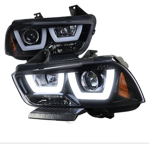 349.95 Spec-D Projector Headlights Dodge Charger (2011-2014) LED U-Bar - Black or Chrome - Redline360