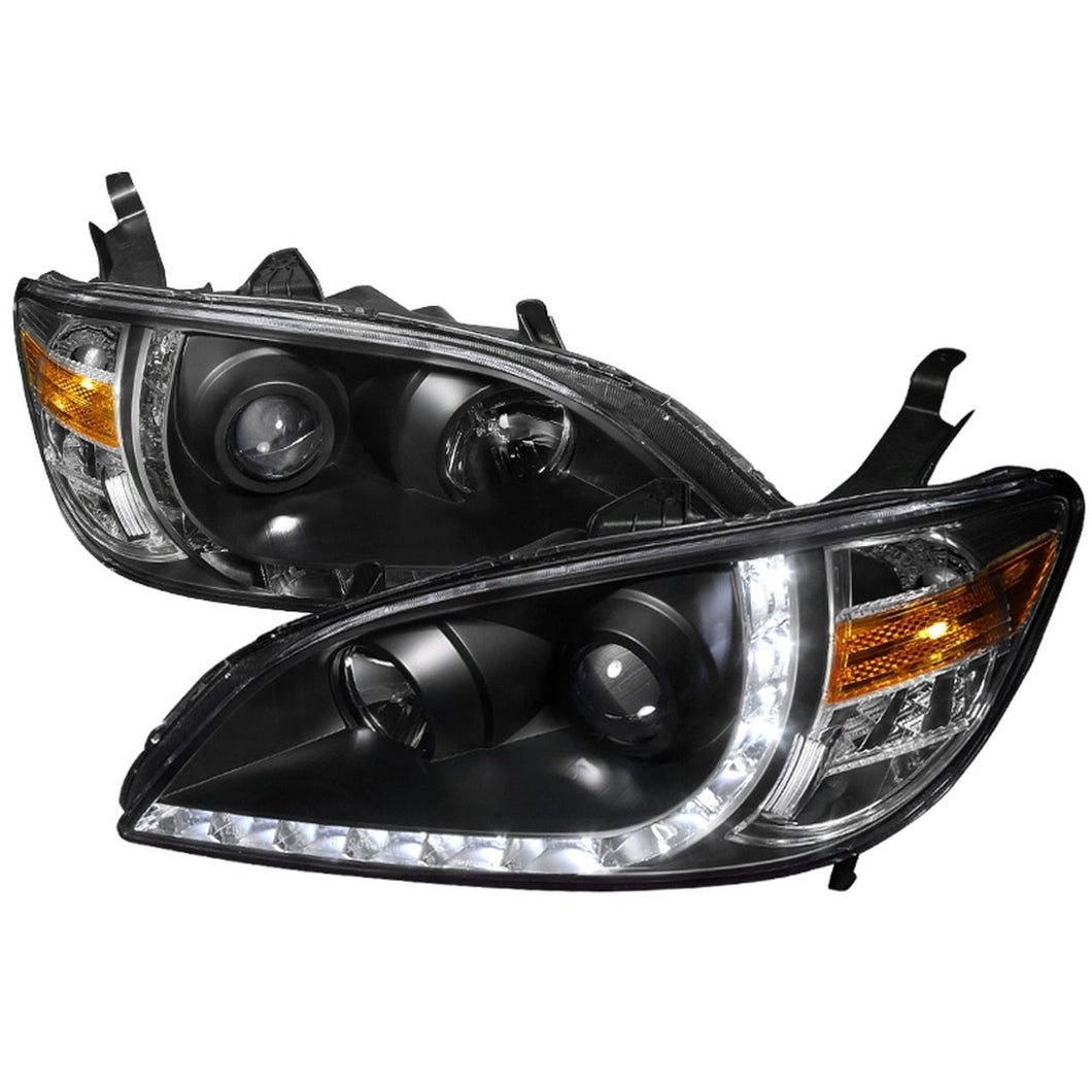 159.95 Spec-D Projector Headlights Honda Civic [R8 LED Dual Halo] (04-05) Black or Chrome - Redline360